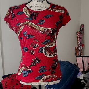 INC vintage red dragon top